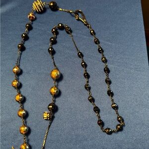 Henry Bendal Silver and Black Beaded Long Necklace